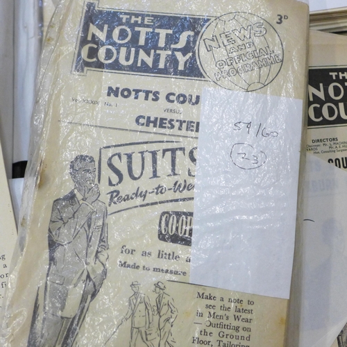 721 - A collection of Notts County football programmes (home 1950s, 1960s, 1970s / away 1948-68), plus 195... 