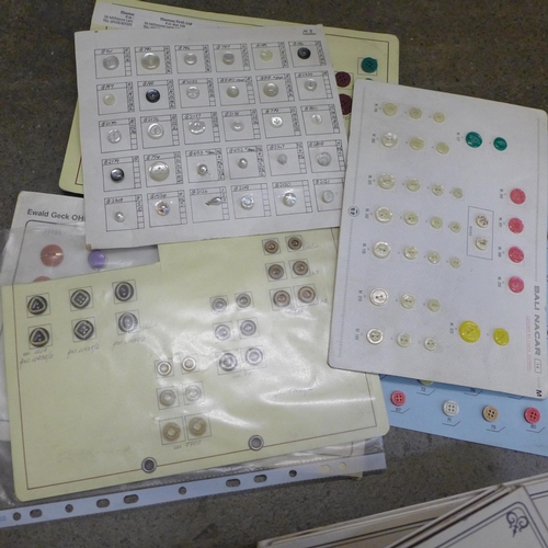 735 - A collection of lace, fasteners and buttons merchant sample folders, all vintage