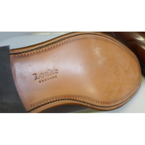 742 - A pair of gentleman's leather Loake shoes, size 10, new in box and a Hoggs of Fife gentleman's leath... 