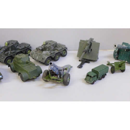 744 - Britain's, Dinky, etc., military field gun vehicles