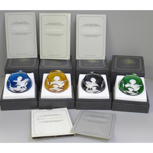 746 - A set of four Royal cameos in crystal, boxed and with certificates