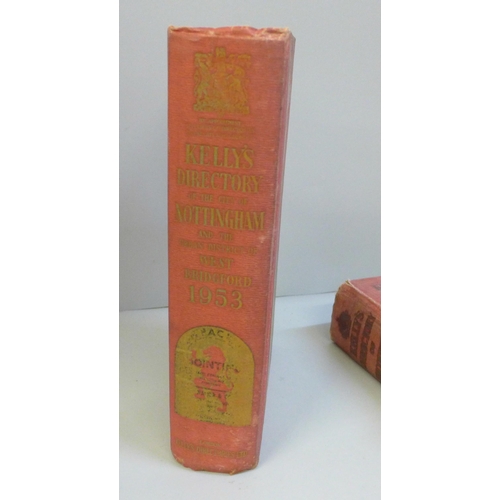 752 - Kelly's Directory of Nottingham and West Bridgford 1953 and Kelly's Directory of Lincolnshire 1933