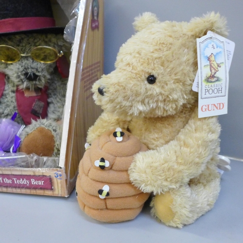 755 - A musical Winnie the Pooh bear and a Chad Valley 100th Anniversary of the Teddy Bear bear in box