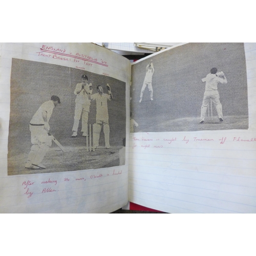 758 - Cricket ephemera and scrap albums with autographs including Larwood, Boycott, Subba Row Internationa... 