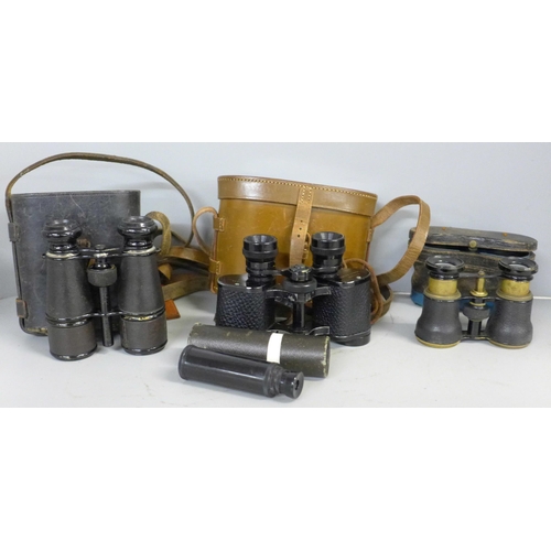 764 - Three cased sets of field glasses and a pocket Zonex telescope