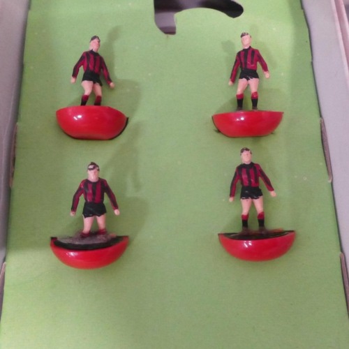 778 - A collection of Subbuteo, twelve teams, some accessories, interchangeable goalkeepers, also West Ind... 