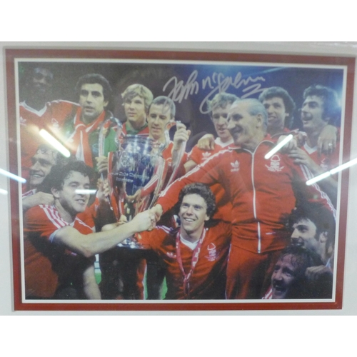 805 - Nottingham Forest, framed and mounted pictures from the 1979 European Cup Final, one picture signed ... 