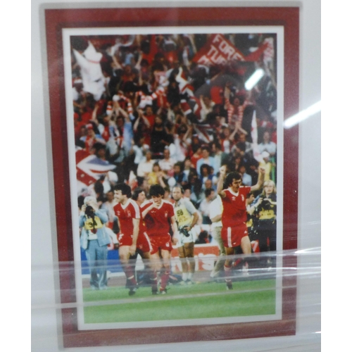 805 - Nottingham Forest, framed and mounted pictures from the 1979 European Cup Final, one picture signed ... 