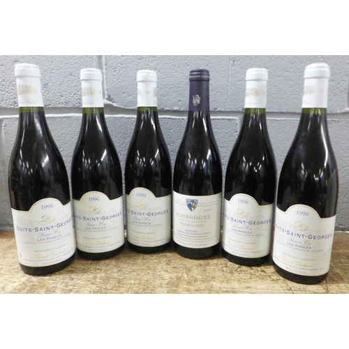 815 - Five bottles of David Dubard Nuits-Saint-Georges 1996 and a bottle of Georges Glantenay and Fils Mai... 