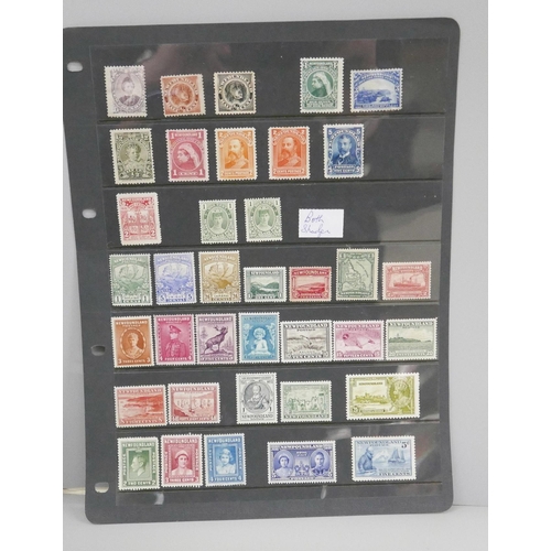 824 - Stamps; a stocksheet of mint Newfoundland stamps