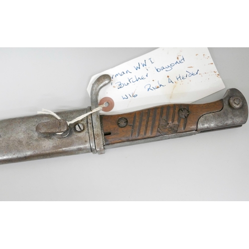 830 - A German WWI 'Butcher' bayonet W16 Rich A. Herder