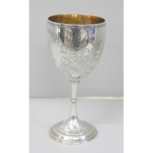 843 - A Victorian silver goblet with cockerel detail and marked 'Kaiser', London 1856, Elkington & Co., 15... 