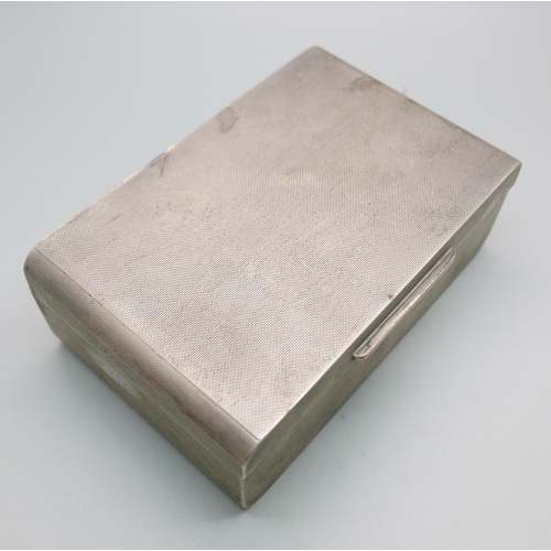 851 - A silver cigarette box, total weight with liner 382g, 13.5cm wide