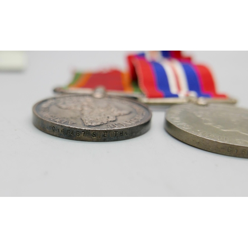 861 - Four WWII medals including Africa Service Medal to C166467 S. Botha and leaflet