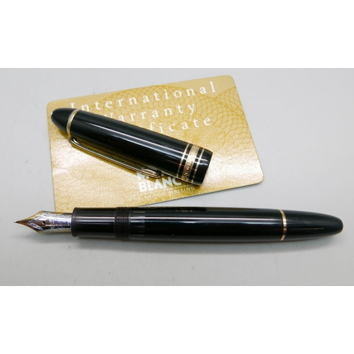 912 - A Montblanc Meistertuck No.146 fountain pen with 14ct gold nib, EC110011, with a warranty card dated... 