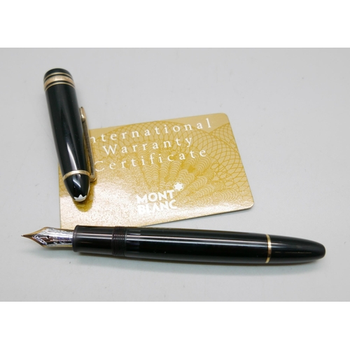 912 - A Montblanc Meistertuck No.146 fountain pen with 14ct gold nib, EC110011, with a warranty card dated... 