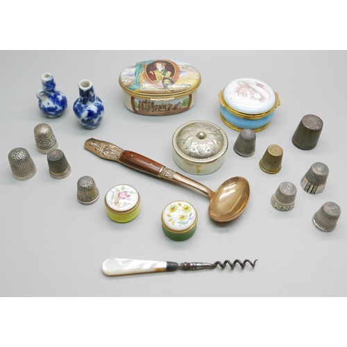 Four enameled boxes, two Halcyon Days and two Crummles, thimbles, two ...