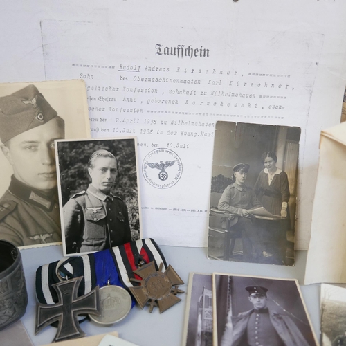 939 - A set of three WWI German medals and a collection of related ephemera, some later WWII period docume... 