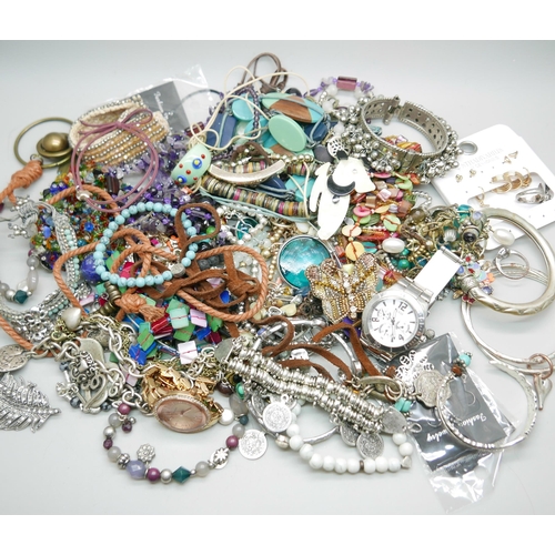 945 - A collection of costume jewellery; Murano, a Sekonda watch, a Guess watch, Fat Face, Indian jeweller... 