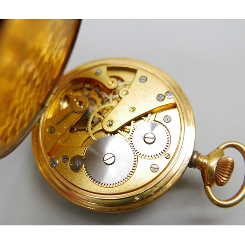 951 - A gold filled full hunter pocket watch, Good Hope Lever, lacking glass