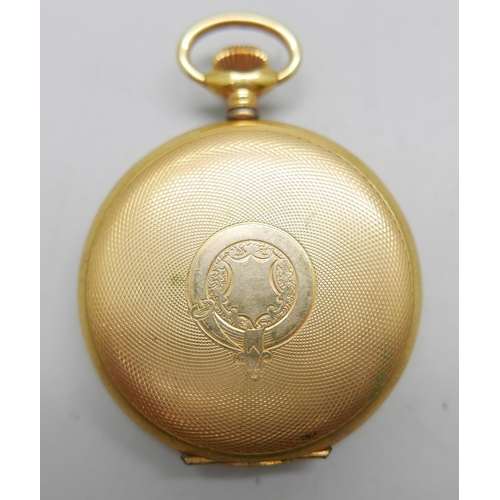 951 - A gold filled full hunter pocket watch, Good Hope Lever, lacking glass