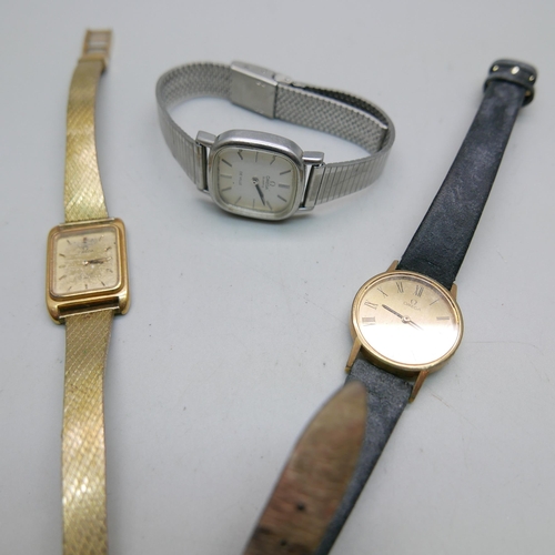 Three lady's Omega DeVille quartz wristwatches