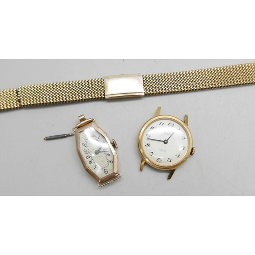 963 - A lady's 18ct gold cased Pryngep wristwatch, weight of case with movement 11.5g, 24mm case, bracelet... 