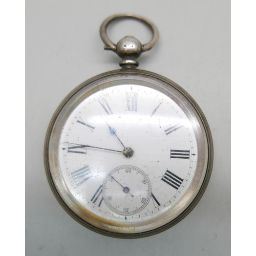 964 - A silver pocket watch, Birmingham 1884