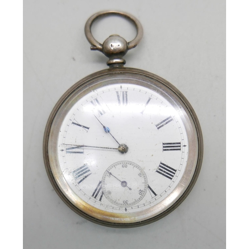 964 - A silver pocket watch, Birmingham 1884