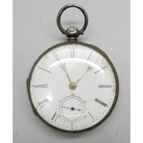 965 - A silver pocket watch, London 1857