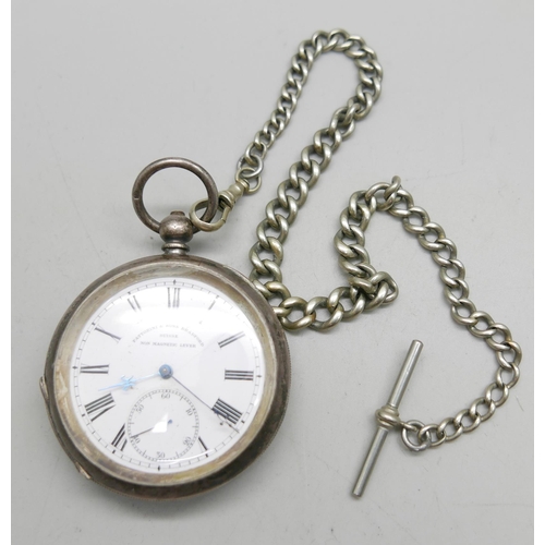 967 - A silver cased pocket watch, Fattorini & Sons, Bradford, non magnetic lever movement with a graduate... 