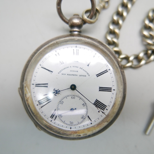 967 - A silver cased pocket watch, Fattorini & Sons, Bradford, non magnetic lever movement with a graduate... 