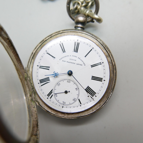 967 - A silver cased pocket watch, Fattorini & Sons, Bradford, non magnetic lever movement with a graduate... 