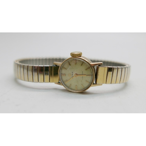 970 - A lady's 9ct gold cased Cyma Cymaflex wristwatch