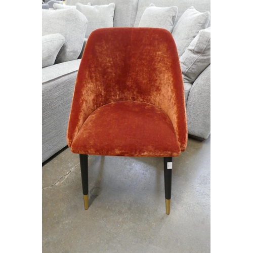 1302 - A rust velvet side chair