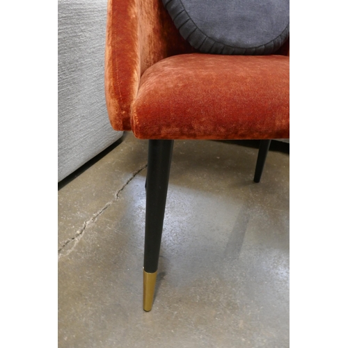 1302 - A rust velvet side chair