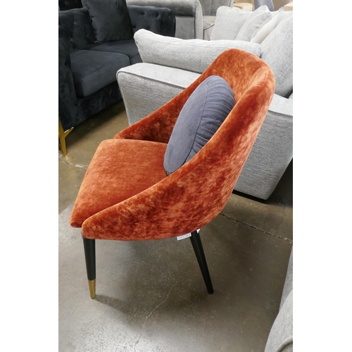 1302 - A rust velvet side chair