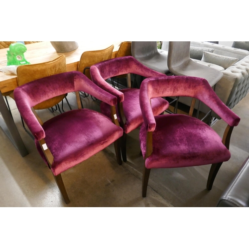 1334 - A set of three ruby red side chairs