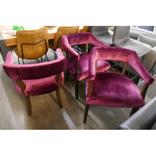 1334 - A set of three ruby red side chairs