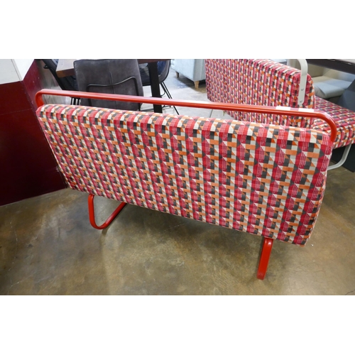 1401 - A metal framed bus style two seater sofa