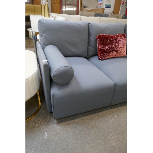 1476 - A steel blue upholstered five section corner sofa