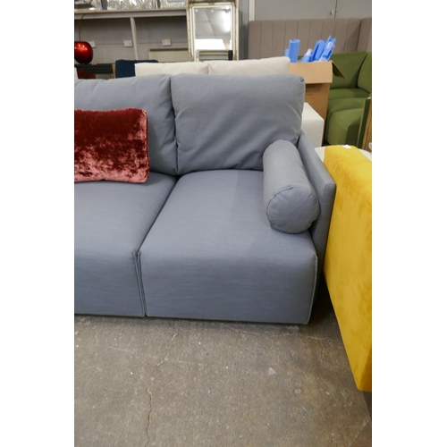 1476 - A steel blue upholstered five section corner sofa