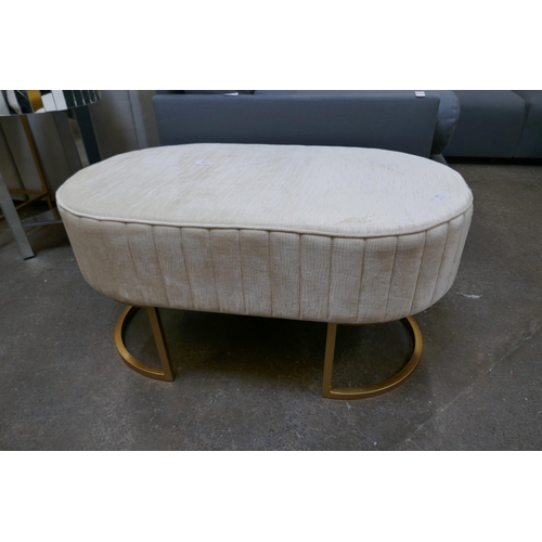 1477 - A cream upholstered stool wtih gold legs