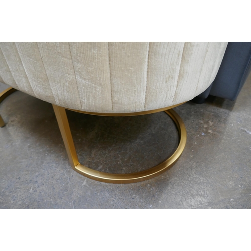 1477 - A cream upholstered stool wtih gold legs