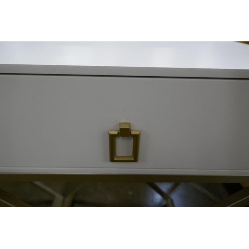 1484 - A pair of white bedside tables with gold legs