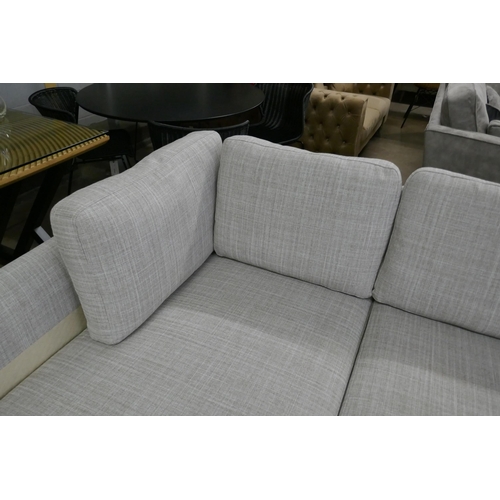 1490 - A mink/grey upholstered corner sofa - missing cushions and legs