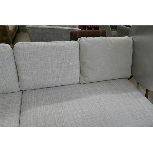 1490 - A mink/grey upholstered corner sofa - missing cushions and legs