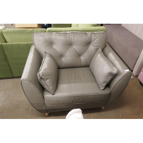 1496 - A Hoxton grey leather love seat RRP £1539