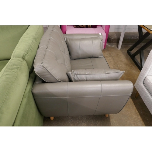 1496 - A Hoxton grey leather love seat RRP £1539