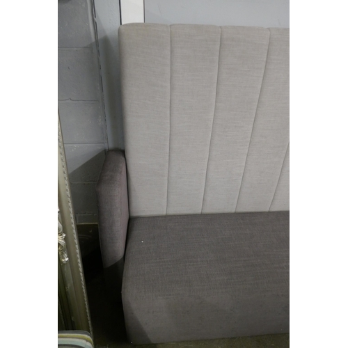 1498 - A large grey upholstered bench seat